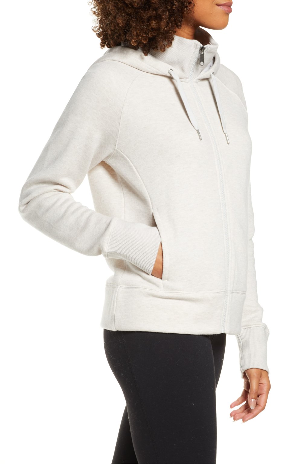 Zella Nola Full Zip Hooded Sweatshirt (Oatmeal Soft Heather)
