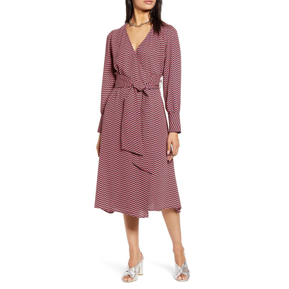 Halogen Long Sleeve Wrap Dress