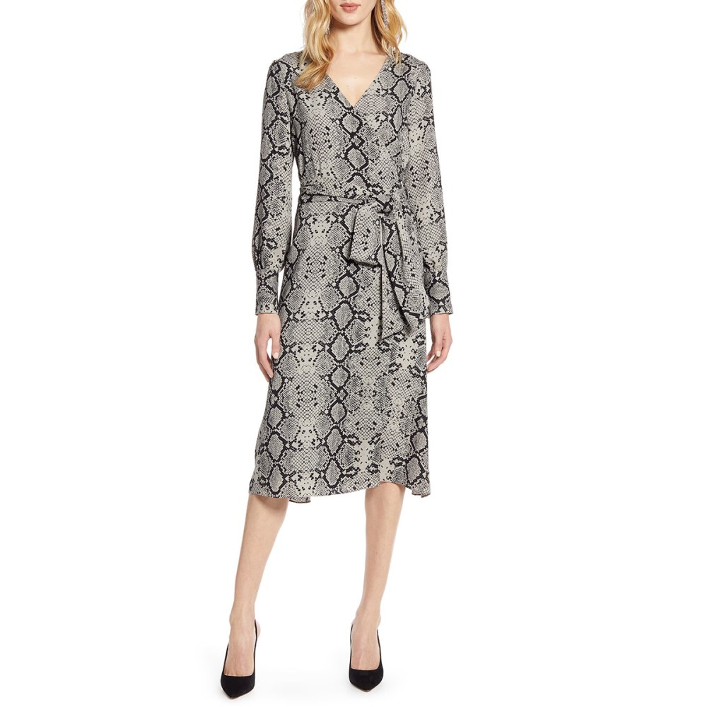 Halogen Long Sleeve Wrap Dress