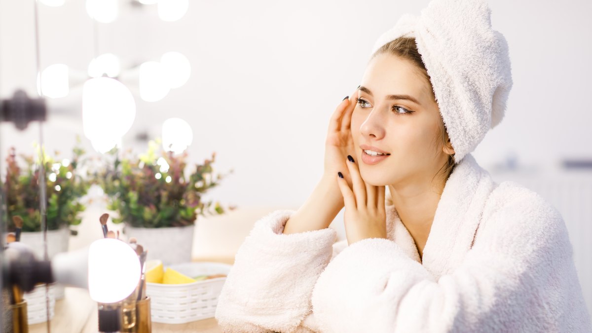 woman doing at home facial