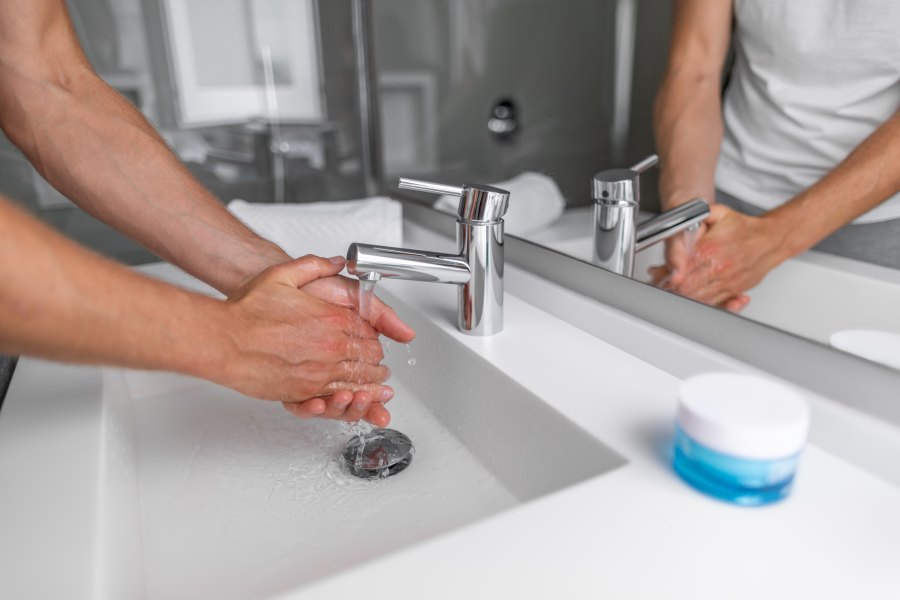 washing hands with soap