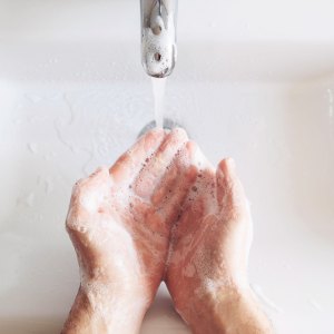 washing hands with soap