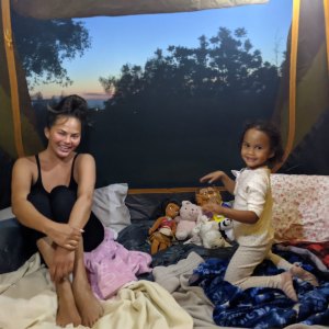 Chrissy Teigen Takes Daughter Luna Backyard Camping During Quarantine