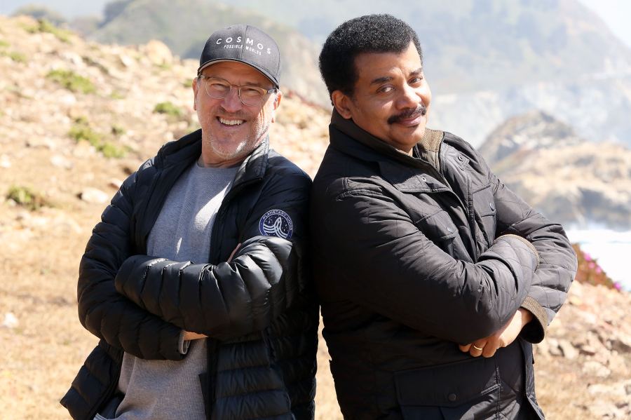 Consulting Producer Andre Bormanis and Host Neil deGrasse Tyson on the set of Cosmos Possible Worlds What to Watch This Week While Social Distancing