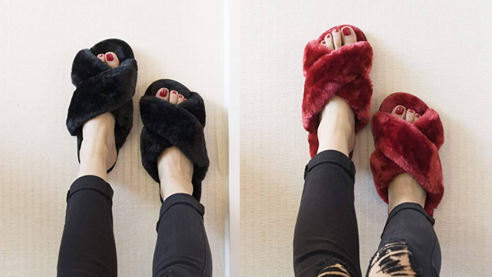 Crazy Lady Women's Fuzzy Open Toe Slippers