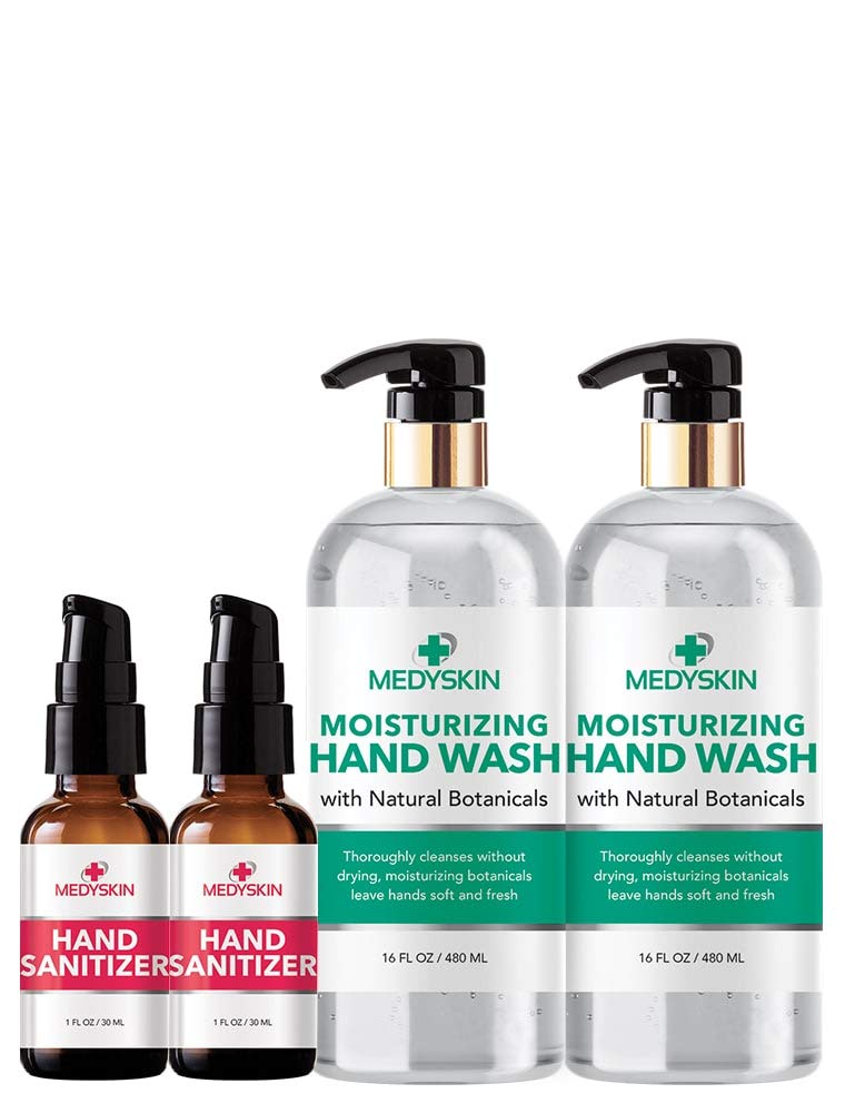Hand Sanitizer and Hand Soap Set by Medyskin (4 piece)