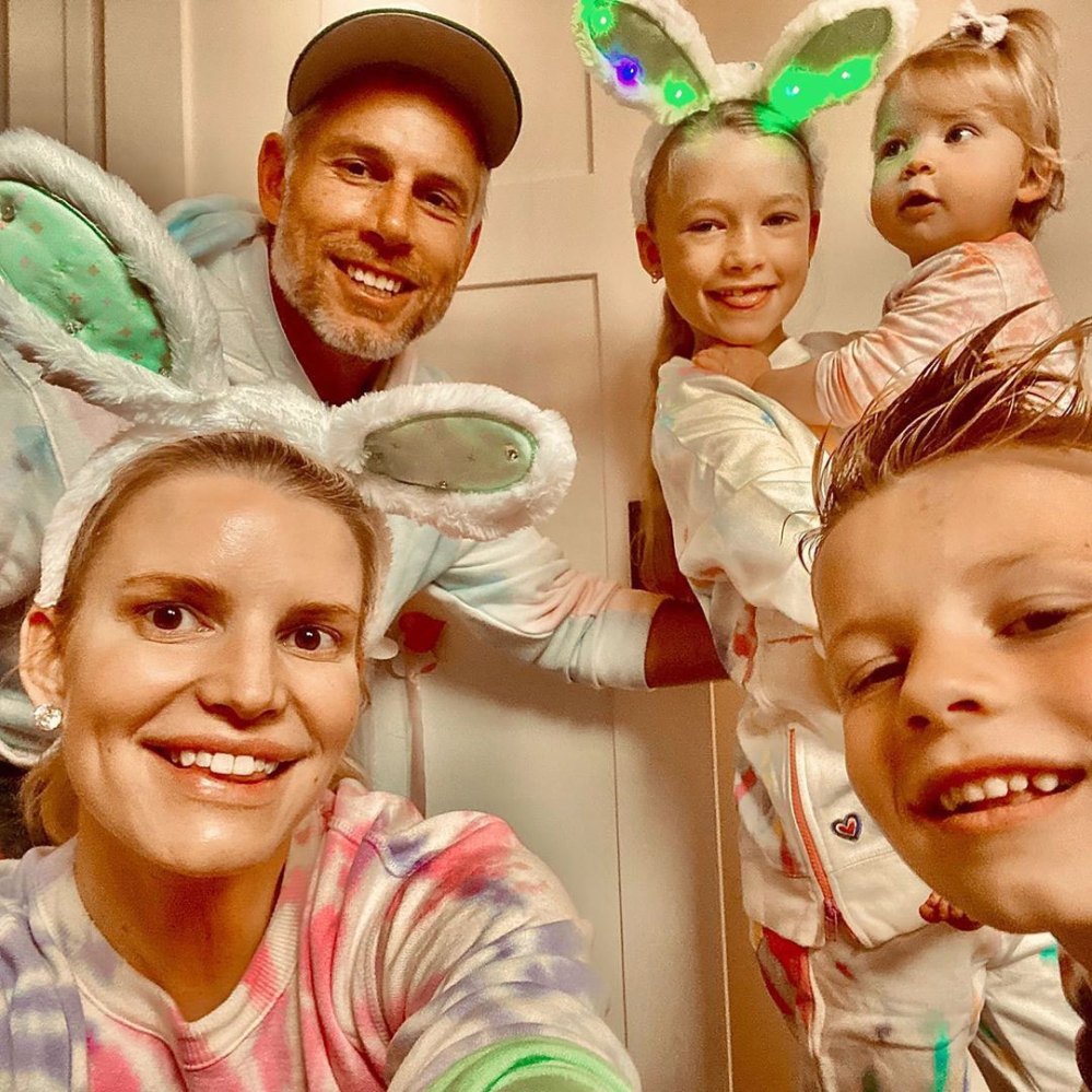 Jessica Simpson Eric Johnson Maxwell Ace and Birdie Jessica Simpson Shares a Look Inside Her Familys Different Kind of Easter Amid Quarantine