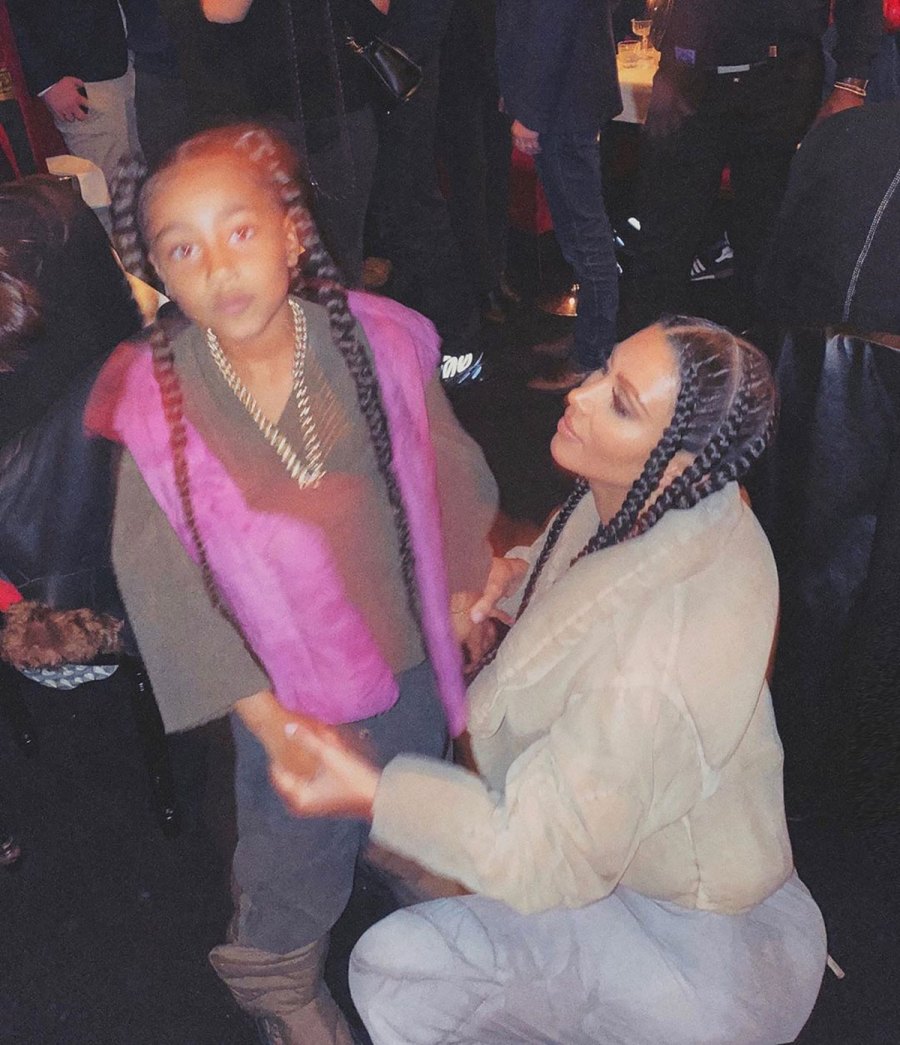 See Kim Kardashian and North West Twin in Braids at the Yeezy Show