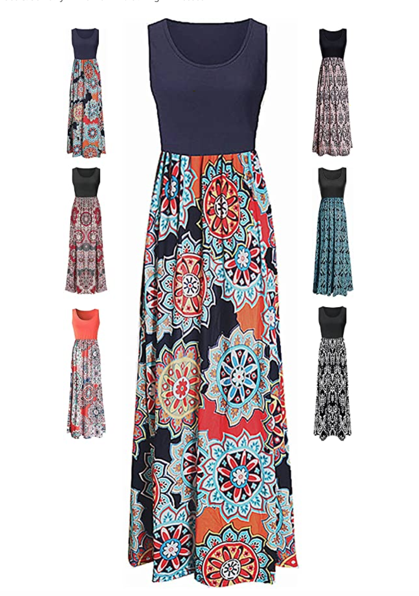 LIYOHON Summer Maxi Dress (Navy Multi)