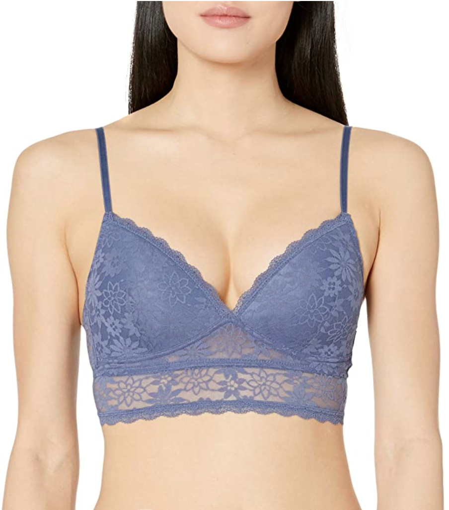 Mae Women's Lace Wirefree Padded Bralette (Blue Indigo)