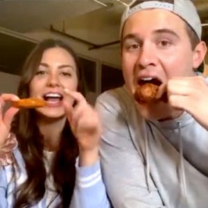 Peter Weber and Kelley Flanagan Join Jason Tartick in Buffalo Wings Challenge for Charity