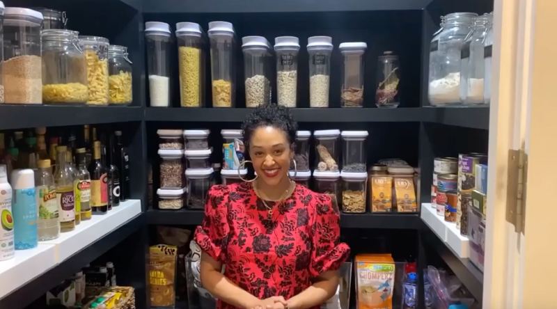 Tia Mowry Shows Off Her Pantry While in Quarantine
