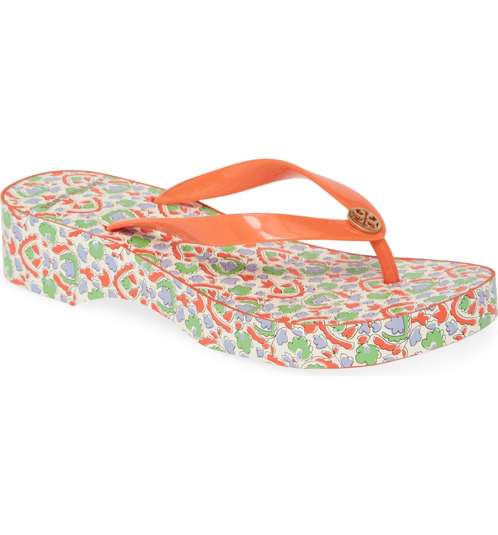 Tory Burch Wedge Flip Flop (Red / Legacy Paisley)