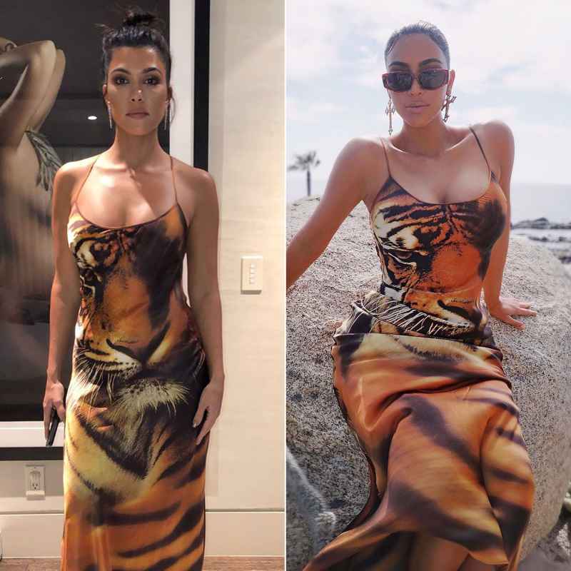 Who Wore It Best? Kourtney vs Kim Kardashian in the Same Tiger-Print Gown