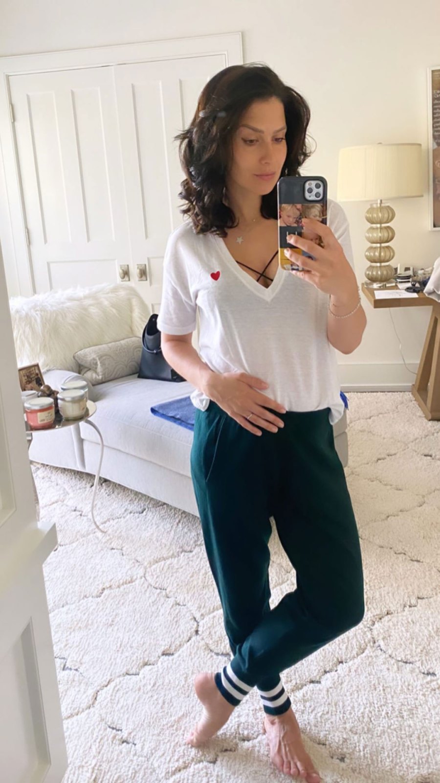 Hilaria Baldwin Pregnant Bump Mirror Selfie Instagram