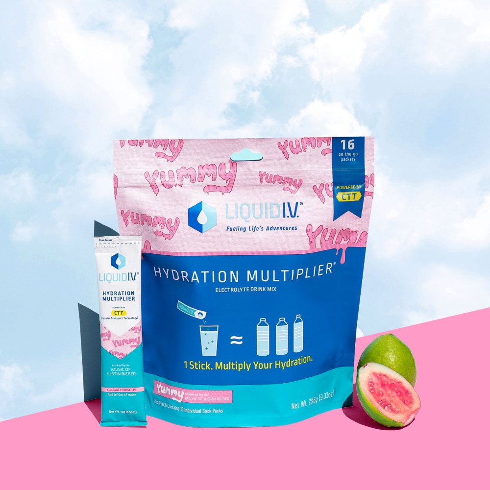 Liquid I.V. Hydration Multiplier Guava Hibiscus Flavor How Drew Barrymore Celebrated National Love a Tree Day&nbsp;