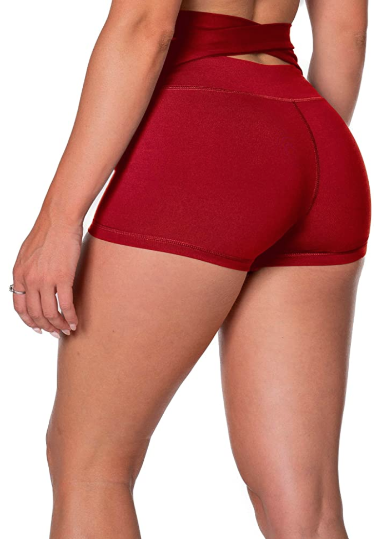 Kamo Fitness High Waist Athletic Yoga Shorts (Red)