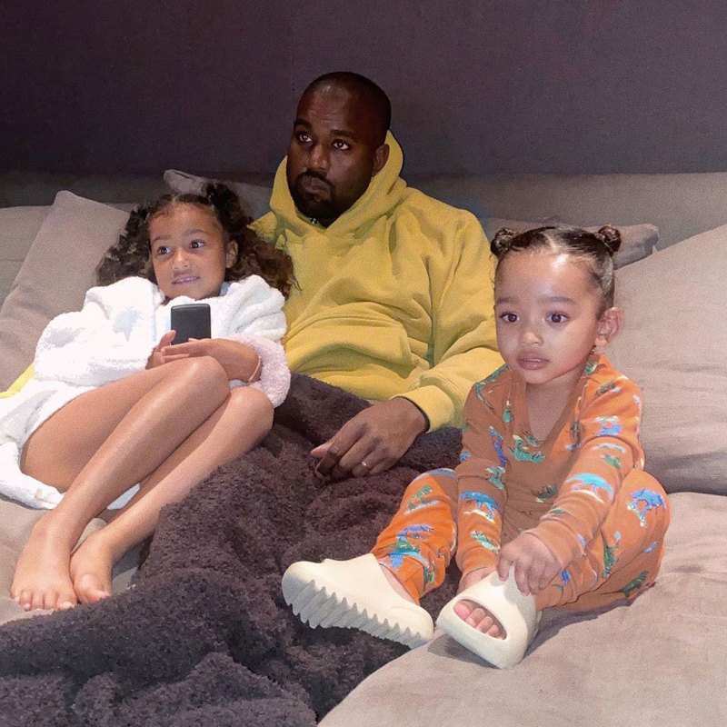 Kanye West Watching TV With Daughters North and Chicago Instagram