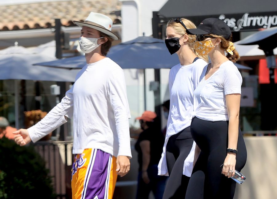 Katherine Schwarzenegger baby bump memorial day weekend walk with mom and brother