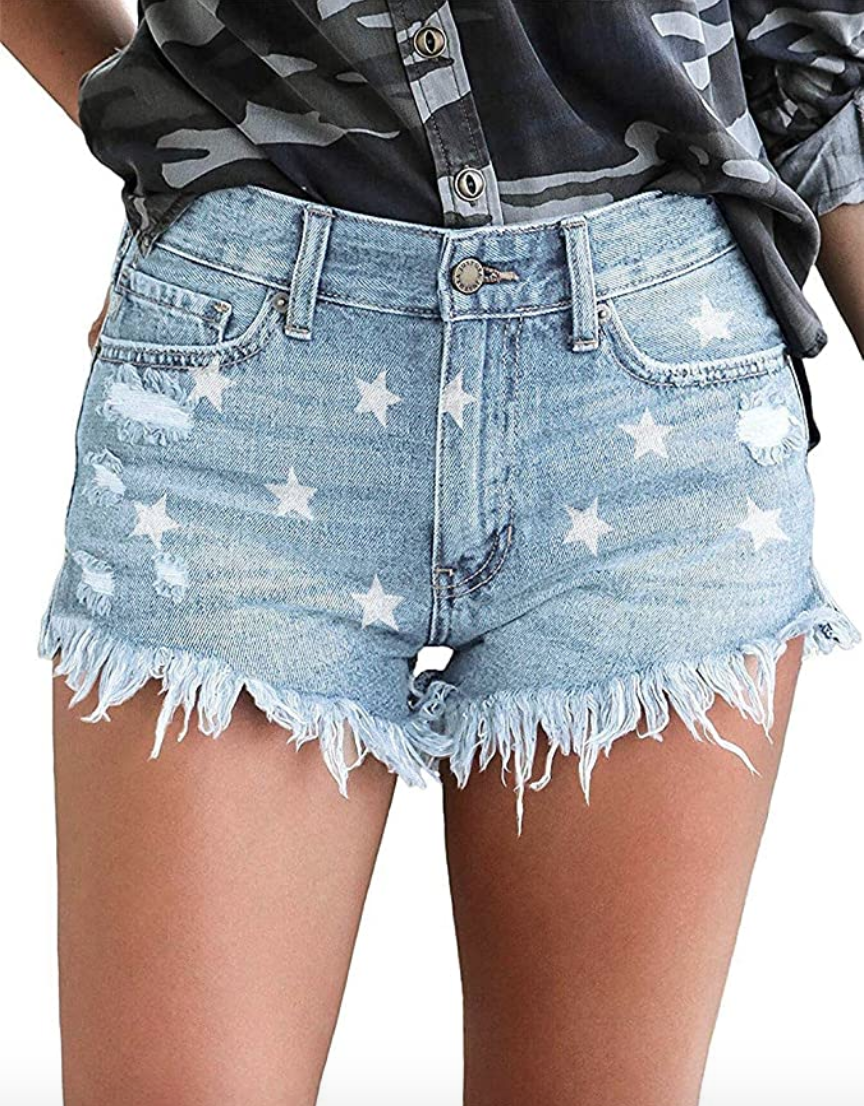 MODARANI Cut Off Denim Shorts for Women 