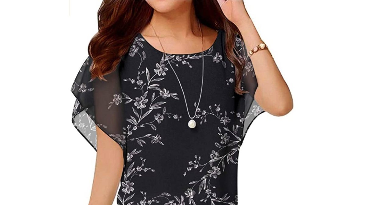 Neineiwu Women's Loose Casual Short Sleeve Chiffon Top
