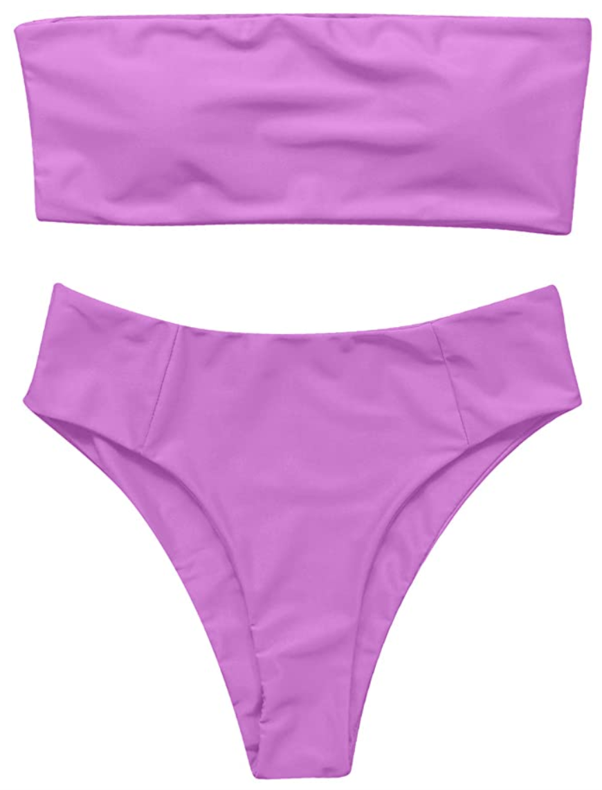 OMKAGI Women's 2 Pieces Bandeau Bikini (Purple)