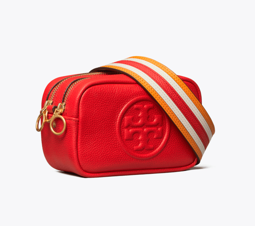 Perry Bombé Pieced-Strap Mini Bag (Brilliant Red)