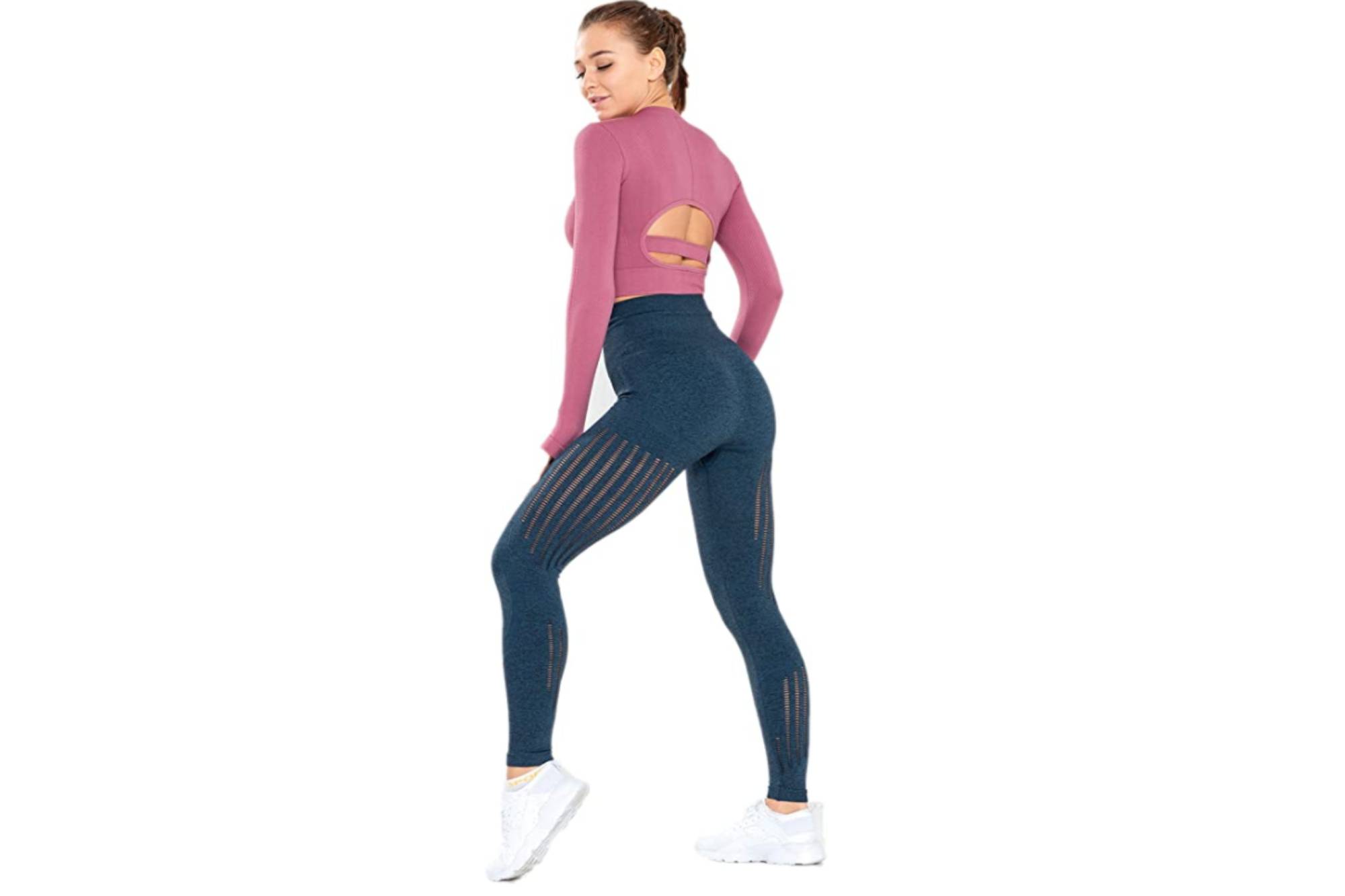 Redqenting Women’s High Waist Seamless Leggings (Blue)