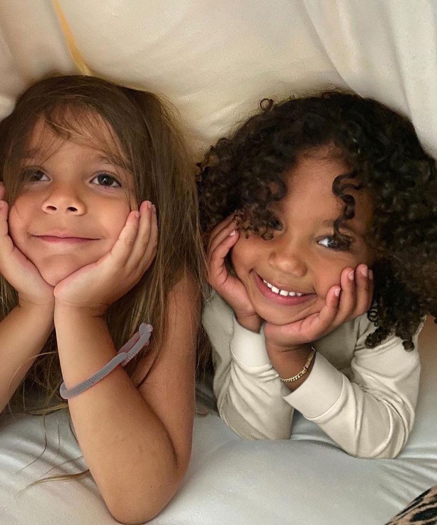 Reign and Saint Matching Pose Cute Kim Kardashian West Instagram