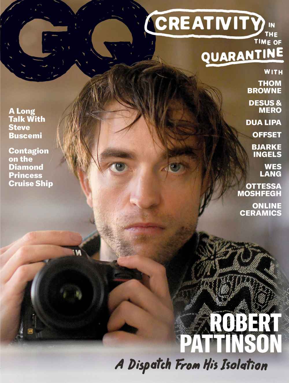 Rob Pattinson Photographs Himself with Quarantine Hair for the Cover of GQ's June Issue