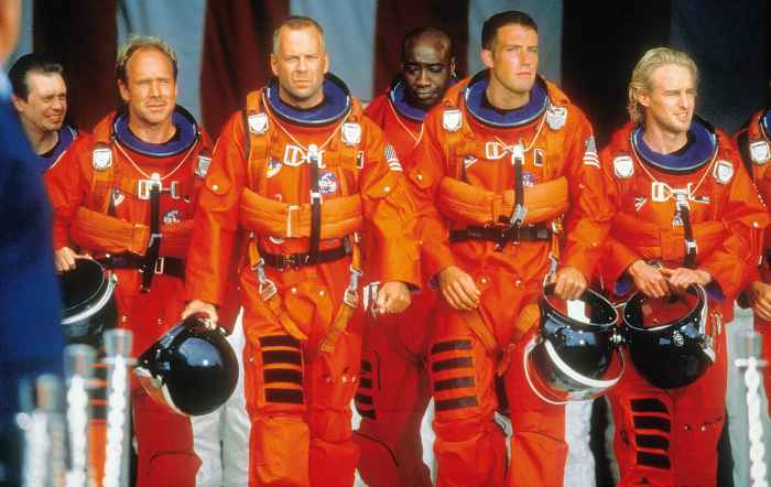 Steve Buscemi Will Patton Bruce Willis Michael Clarke Duncan Ben Affleck and Owen Wilson Wearing Orange Jumpsuits in Armageddon