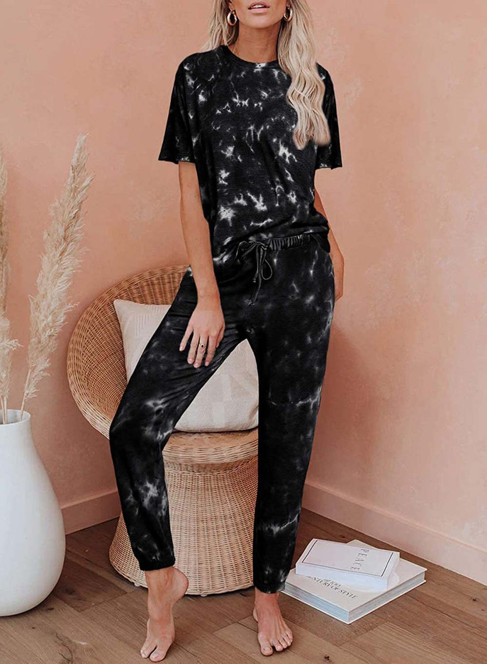 Elapsy Women’s Tie-Dye Printed Pajama Set