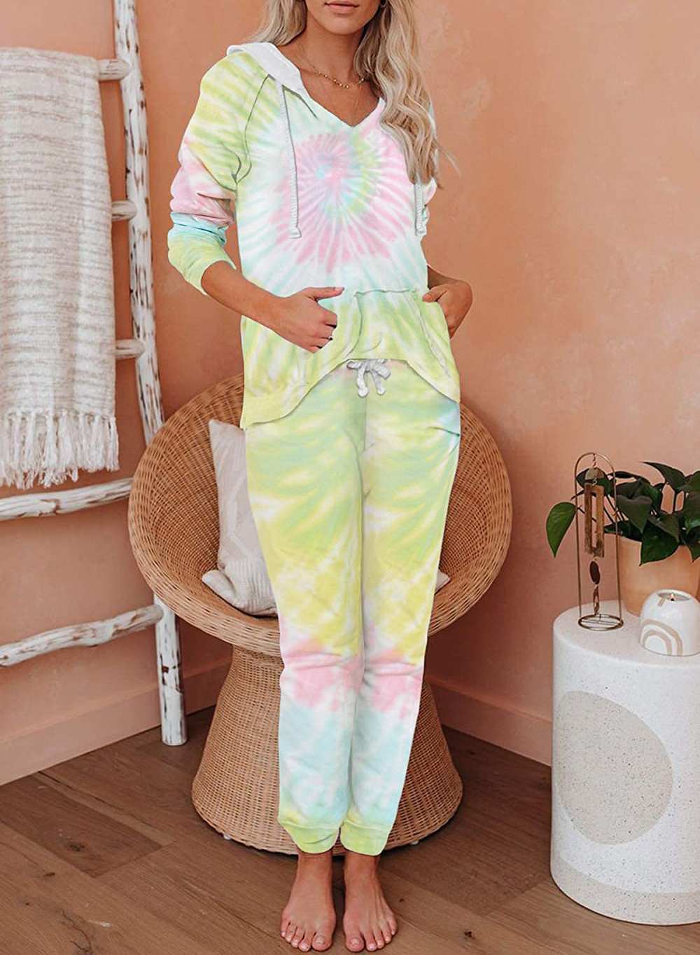 Elapsy Women’s Tie-Dye Printed Pajama Set