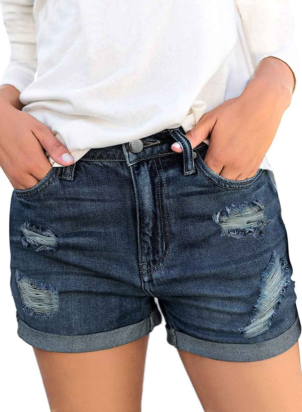 luvamia Ripped Denim Jean Shorts