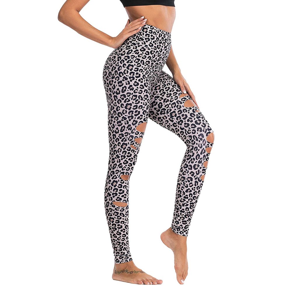 DIBAOLONG High Waist Yoga Pants Ripped Tummy Control Leggings