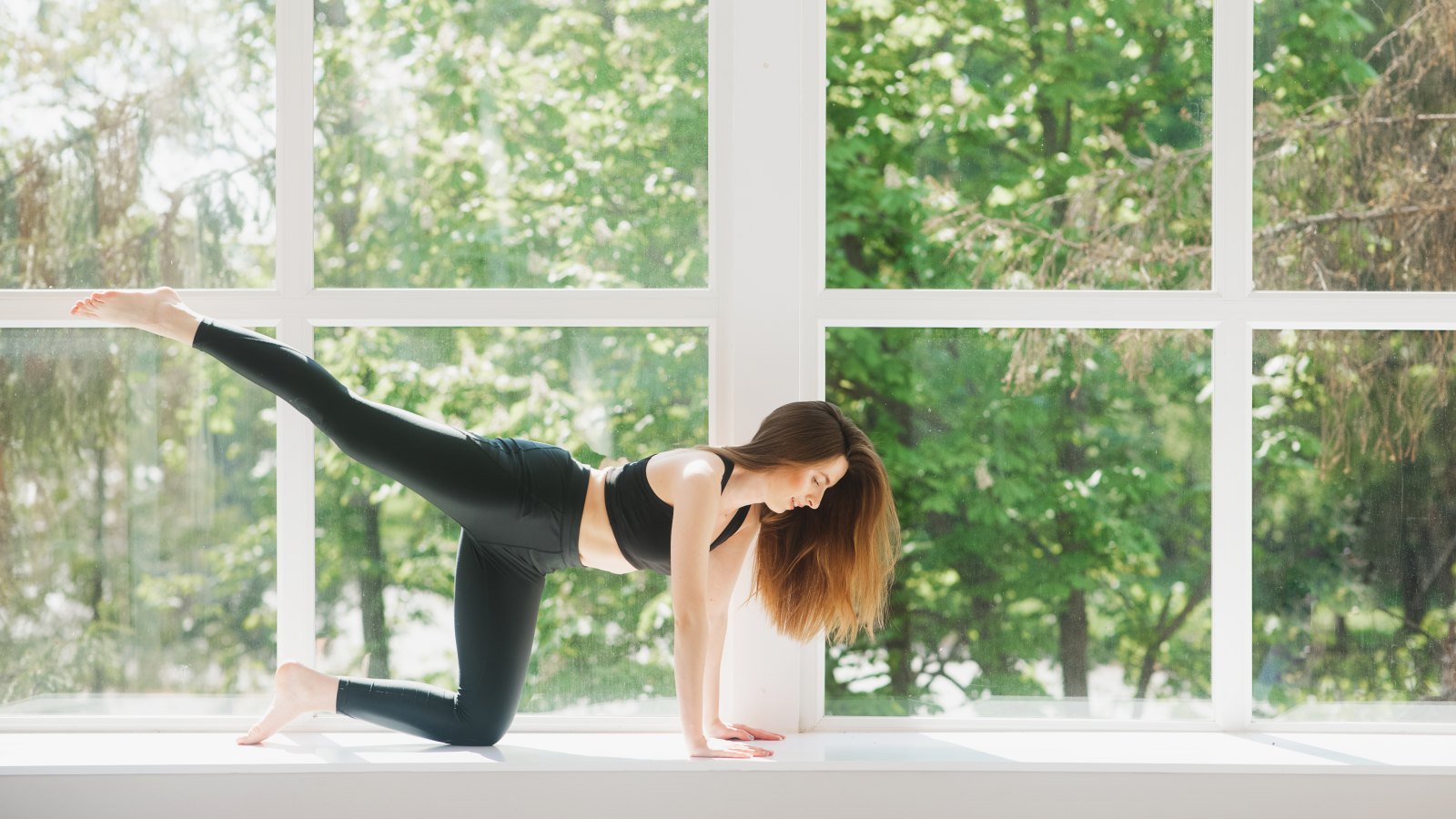 woman working out at home