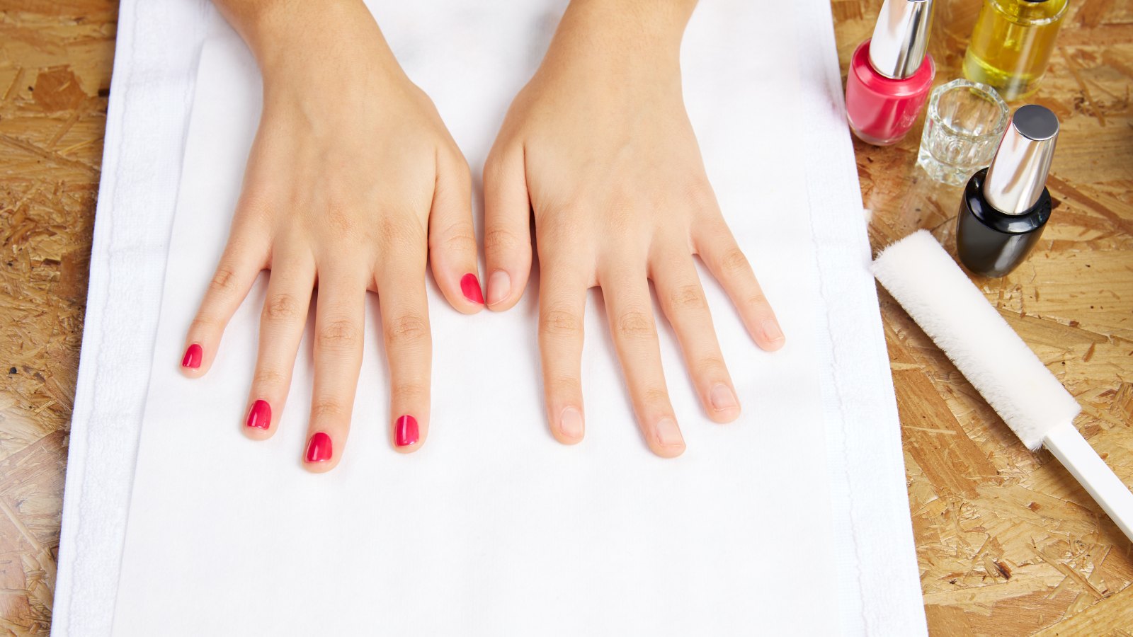at-home manicure stock photo