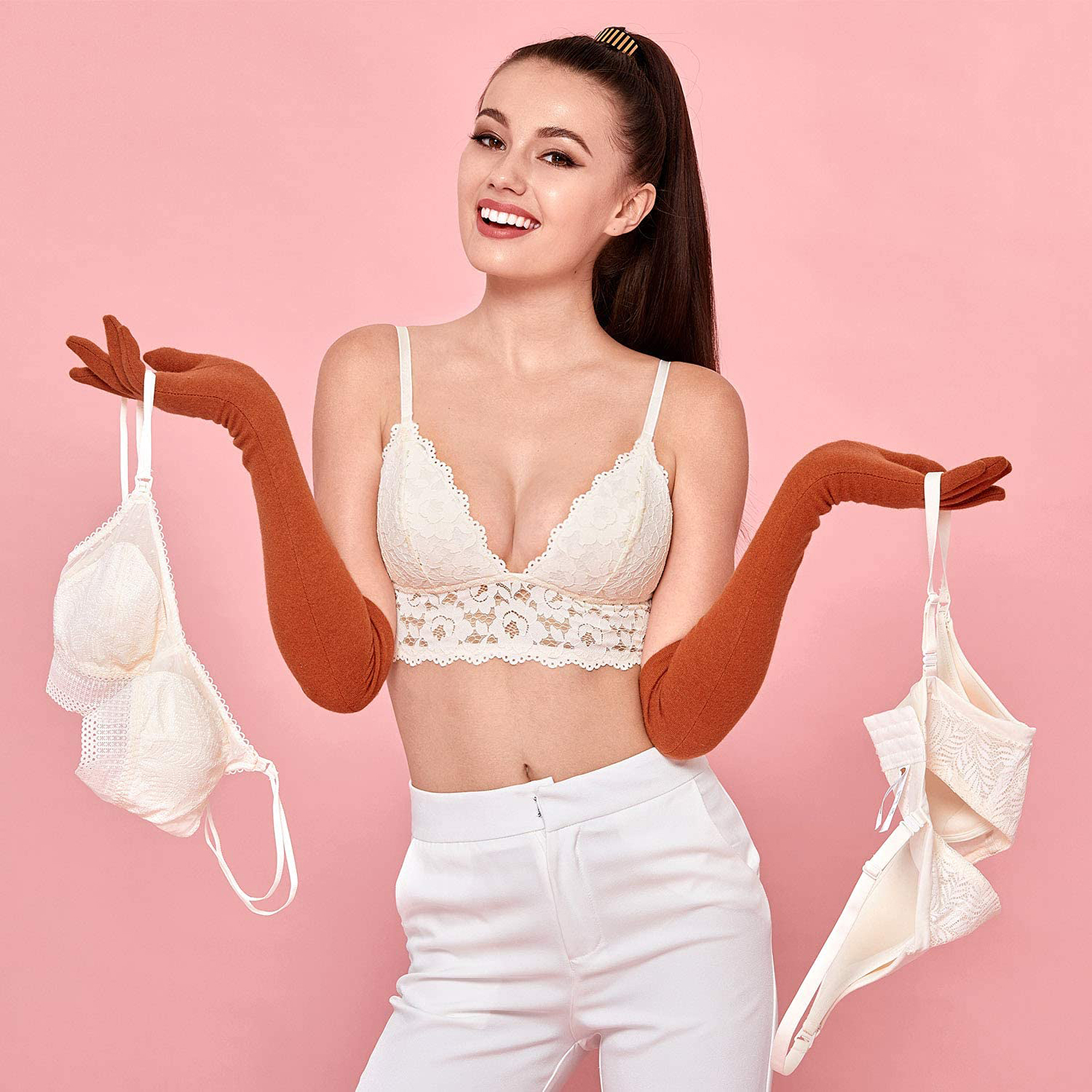 DOBREVA Wire-Free Longline Cute Lace Bralette