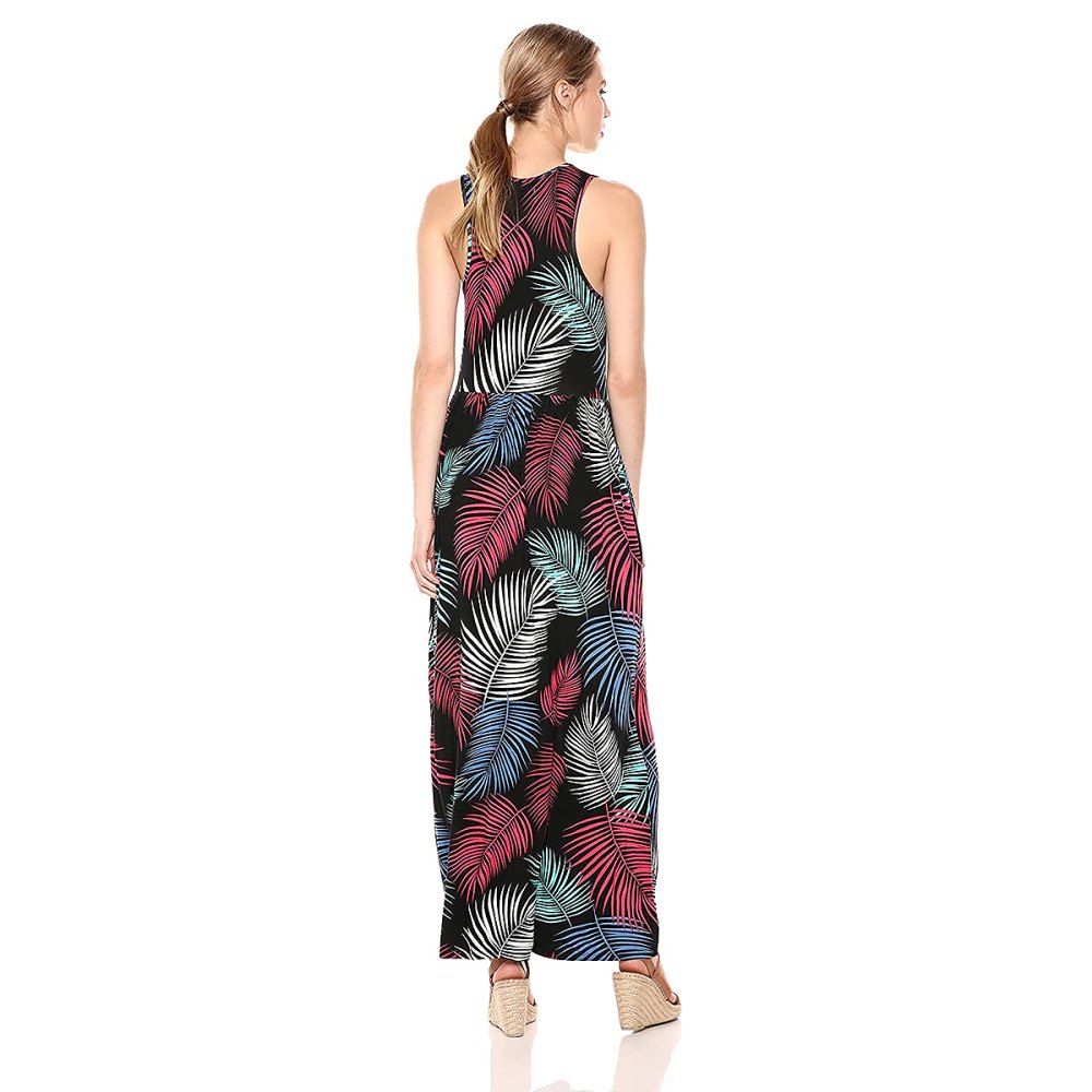 28 Palms Tropical Hawaiian Print Sleeveless Maxi Dress With Pockets
