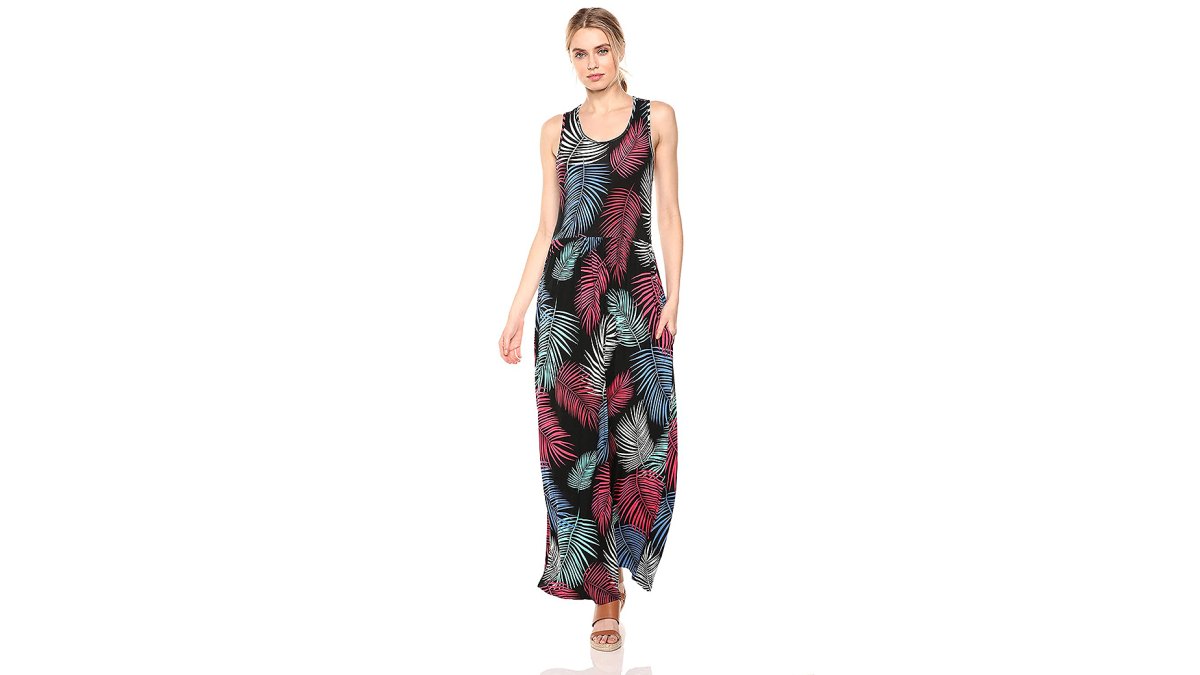 28 Palms Tropical Hawaiian Print Sleeveless Maxi Dress With Pockets