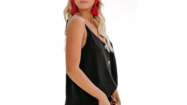 BLENCOT Women's Button Down V Neck Strappy Tank Top
