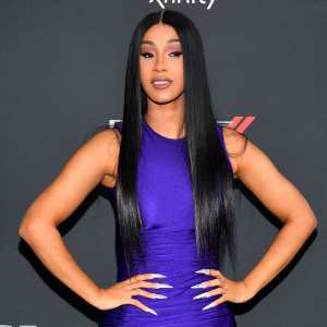 Cardi B Hair Mask Purple Dress