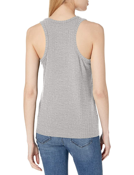 Daily Ritual Women's Rayon Spandex Wide Rib Tank Top (Light Heather Grey)