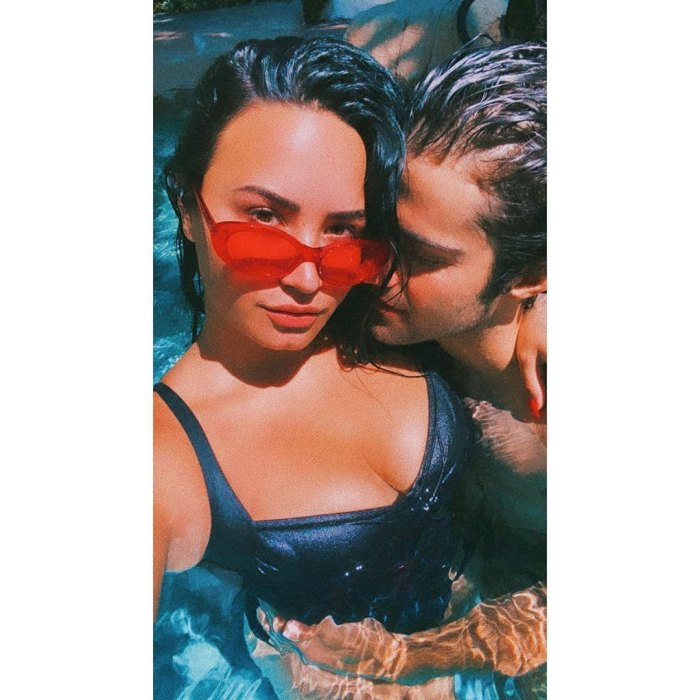Demi Lovato and Boyfriend Max Ehrich Talking About Getting Engaged Instagram Red Glasses Swimming Pool
