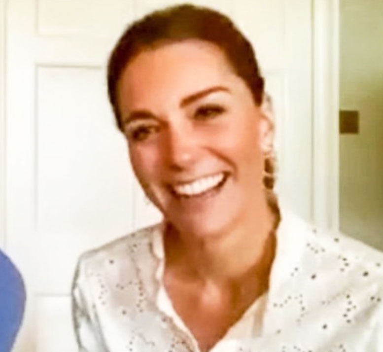 Duchess Kate Re-Wears Lace Blouse on Zoom Call