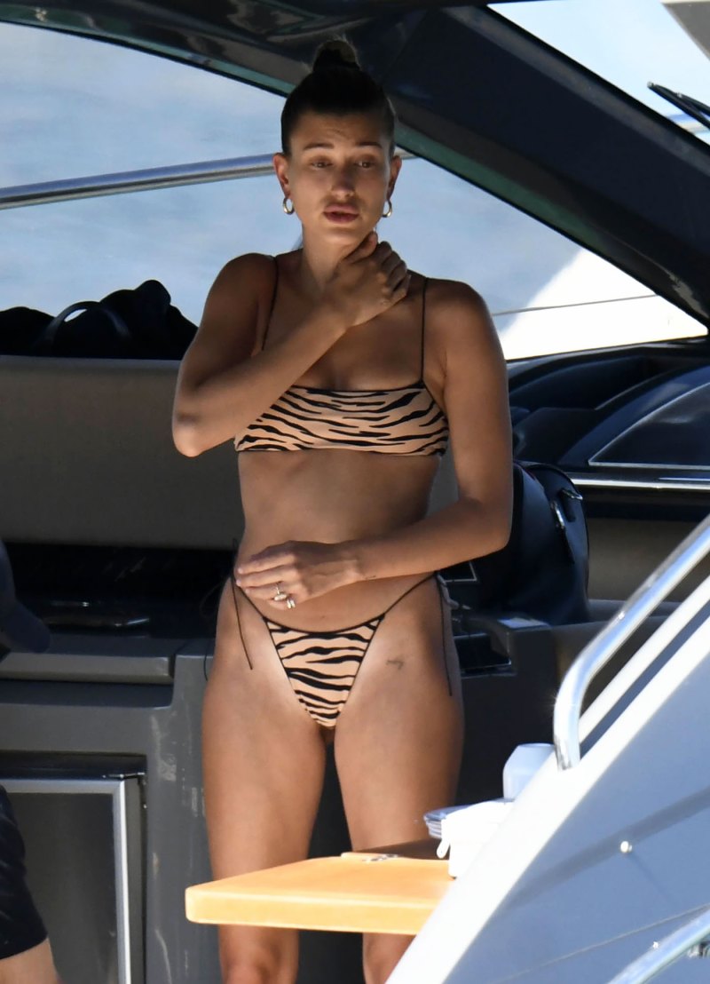 Hailey Baldwin Stuns in Teeny Tiny Bikini While Chilling on a Yacht