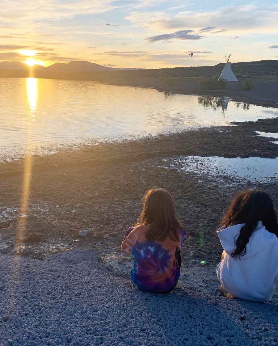Penelope Disick and North West looking at the sunset Inside the Kardashian-Jenner Family Wyoming Trip