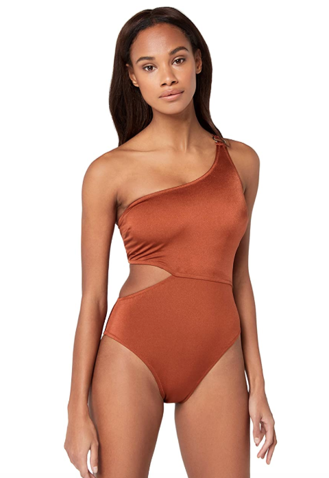 Iris & Lilly Women's Cut Out One Shoulder High Leg Swimsuit