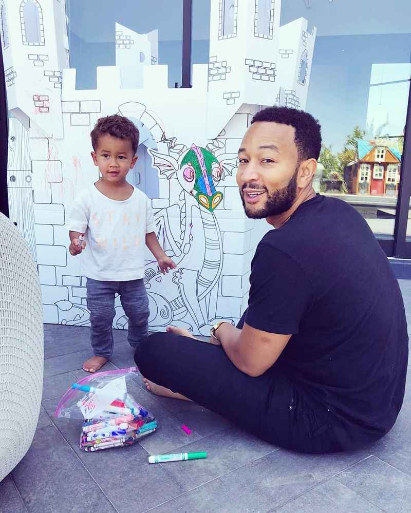 John Legend and son Miles Sunday Coloring Session