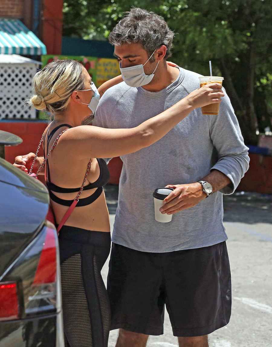 Lady Gaga and Michael Polansky Mask Holding Hands Hug